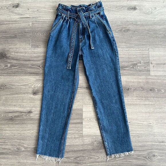 Abercrombie & Fitch Denim - Abercrombie & Fitch Paperbag Waist Mom Jeans Sz 2/26 High Rise Denim Blue Retro